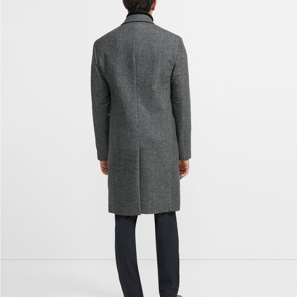 New With Tags Men’s Wool “Theory” Kensington Charcoal Trench Coat Size Large - Picture 7 of 10